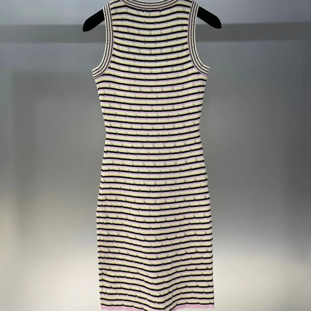 Letter Embroidered Colorful Vest Top and Dress