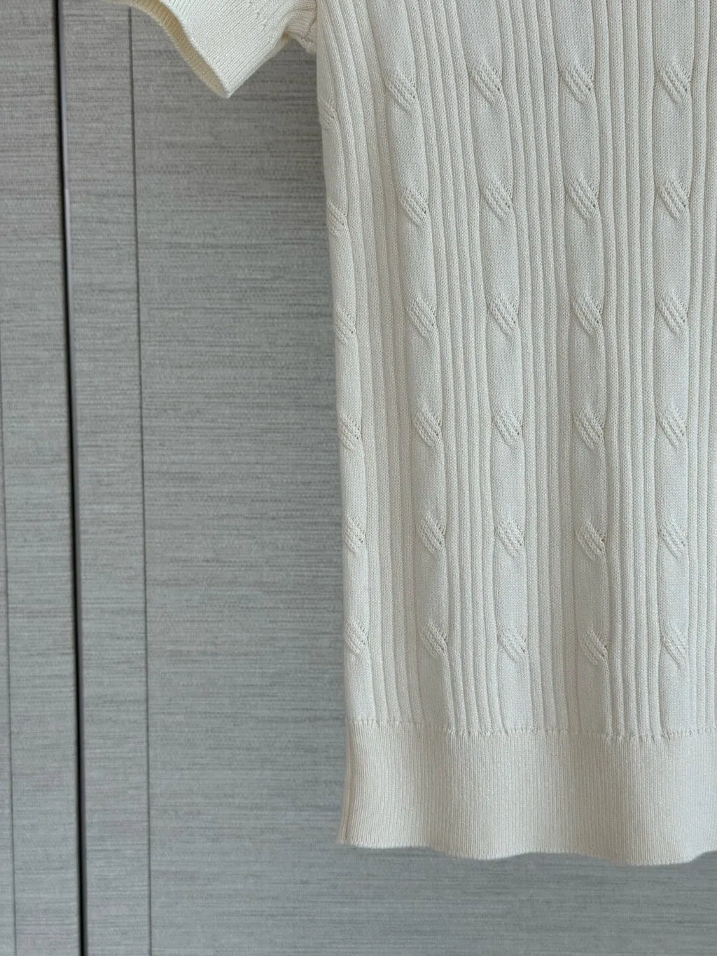Contrast Collar Cable Knit Top