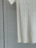 Contrast Collar Cable Knit Top