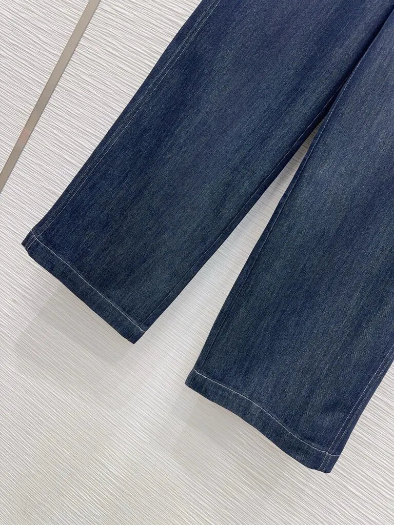 Dark Raw Denim Logo Jeans