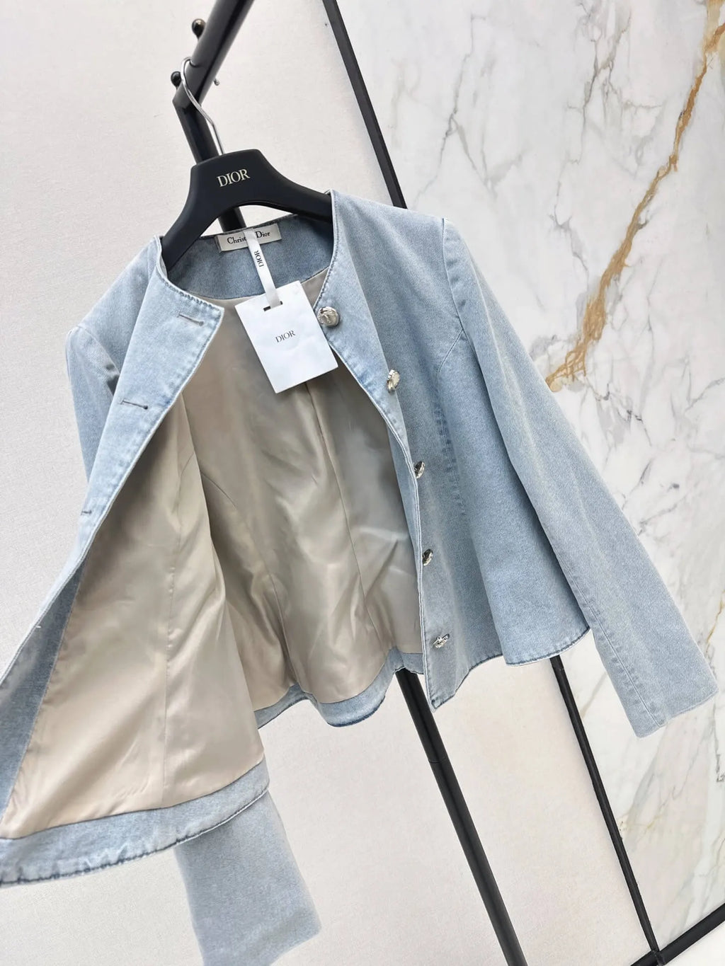 Commute Elegant Denim Jacket Skirt Set