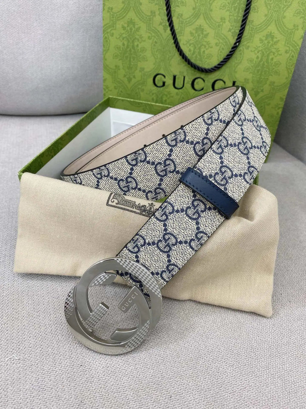 Trendy Monogram Webbing Belt with Metal Buckle