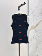 Multi Logo Fitted Rib Knit Vest