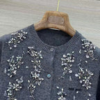 Intricate Beadwork Cashmere Top