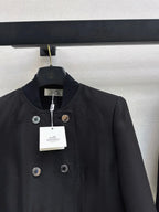 Black Stand Collar Jacket Skort Set