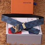 Classic Plaid Metal Buckle Leather Belt