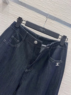 Dark Raw Denim Logo Jeans