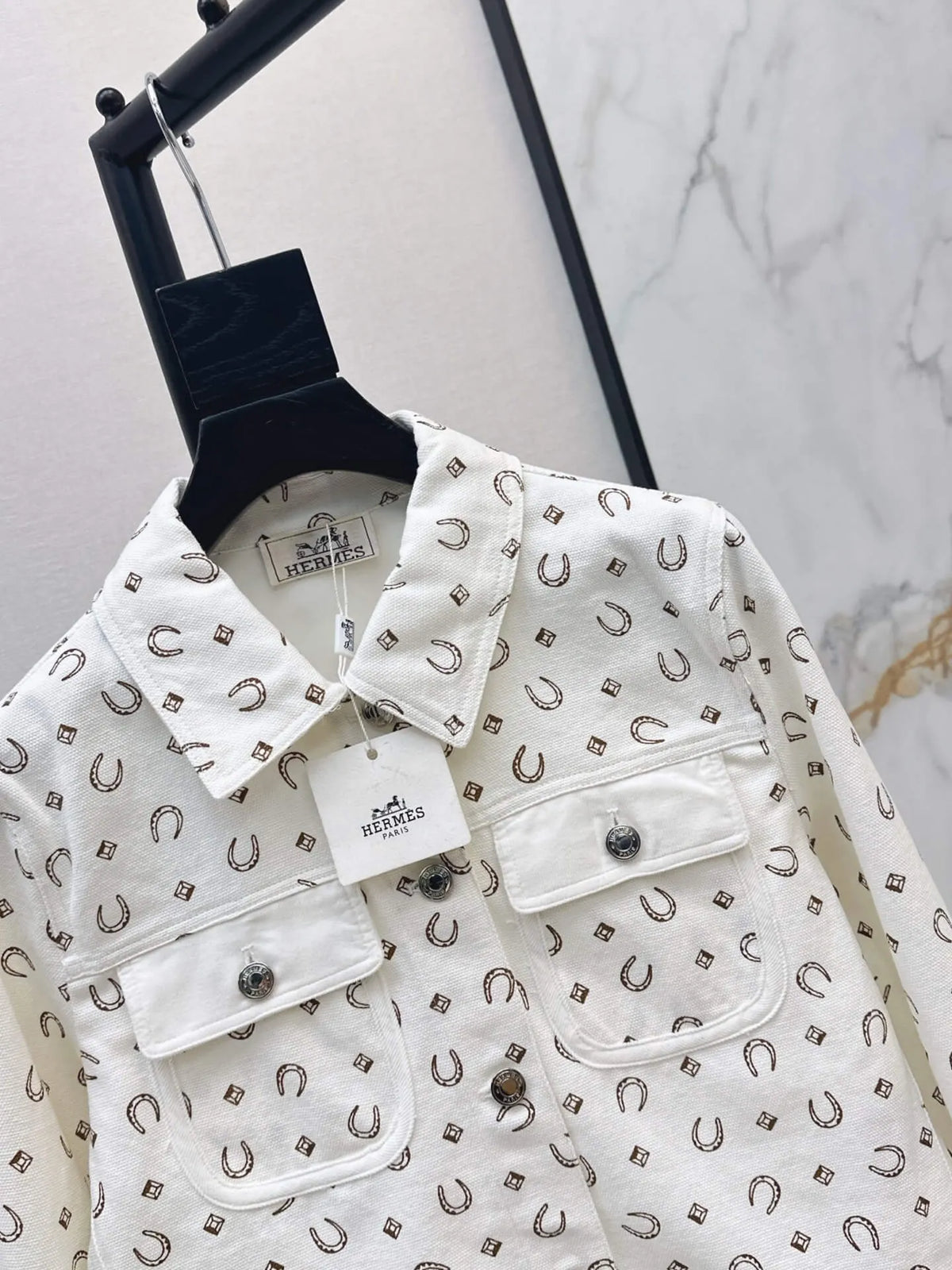 Button Front Printed Crop Jacket